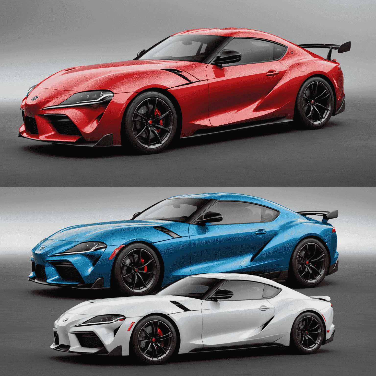 Side-by-side comparison of the current Toyota Supra and a speculative render of its electric counterpart, highlighting aerodynamic improvements and design changes to accommodate the electric drivetrain