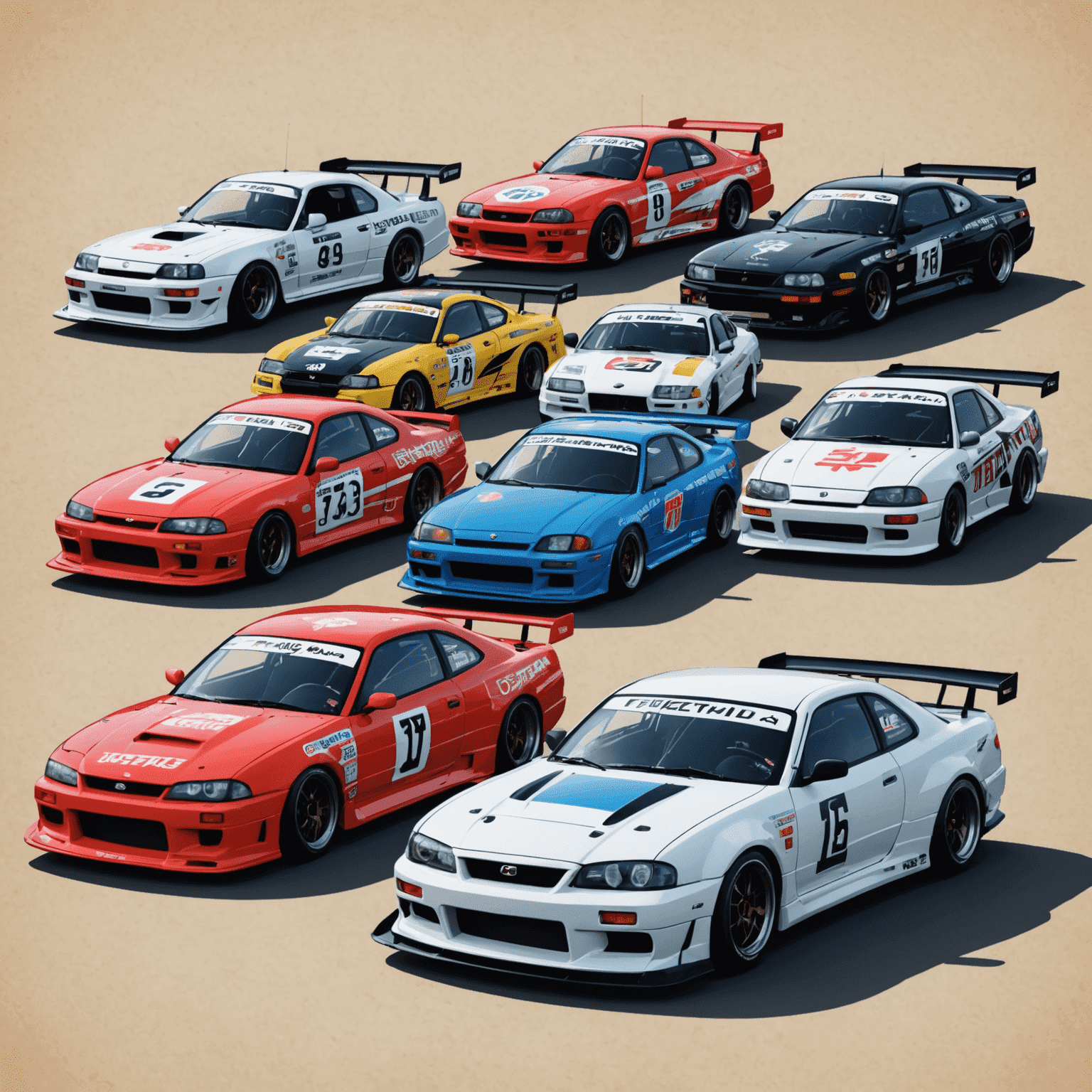 A montage of Keiichi Tsuchiya's career highlights, featuring him drifting various iconic Japanese cars and his influence on motorsports